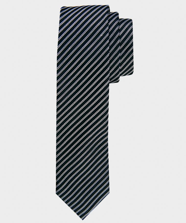 Michaelis black striped skinny silk tie