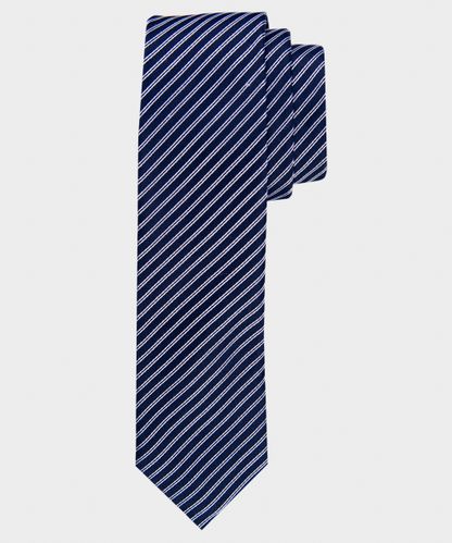 null Navy striped skinny silk tie