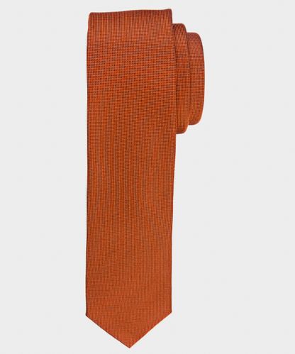 null Orange oxford skinny silk tie