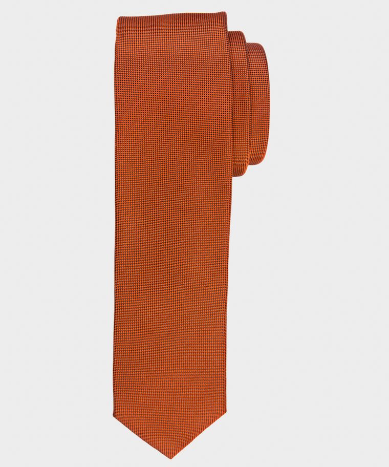 Orange oxford skinny silk tie