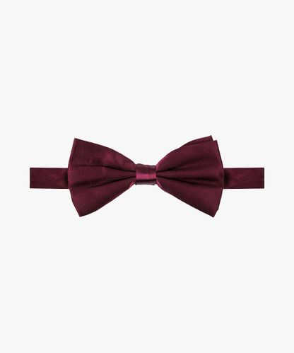 No Label Burgundy satin silk bow tie