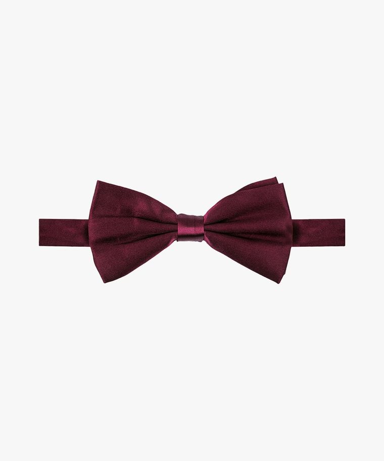 Burgundy satin silk bow tie