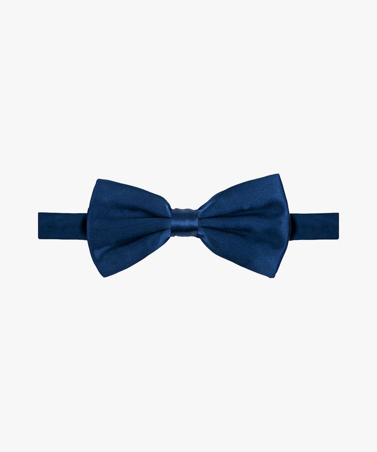 Navy silk satin bow tie