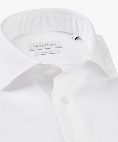 PROFUOMO Weißes Twill-Hemd, extra Langarm