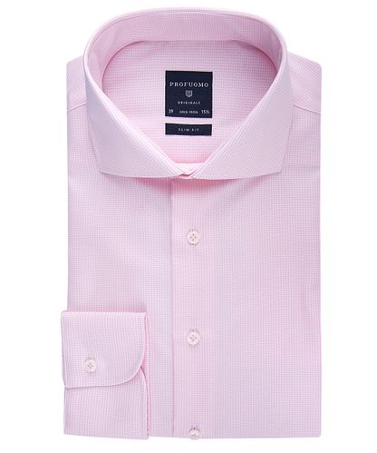 null Pink check twill cotton shirt