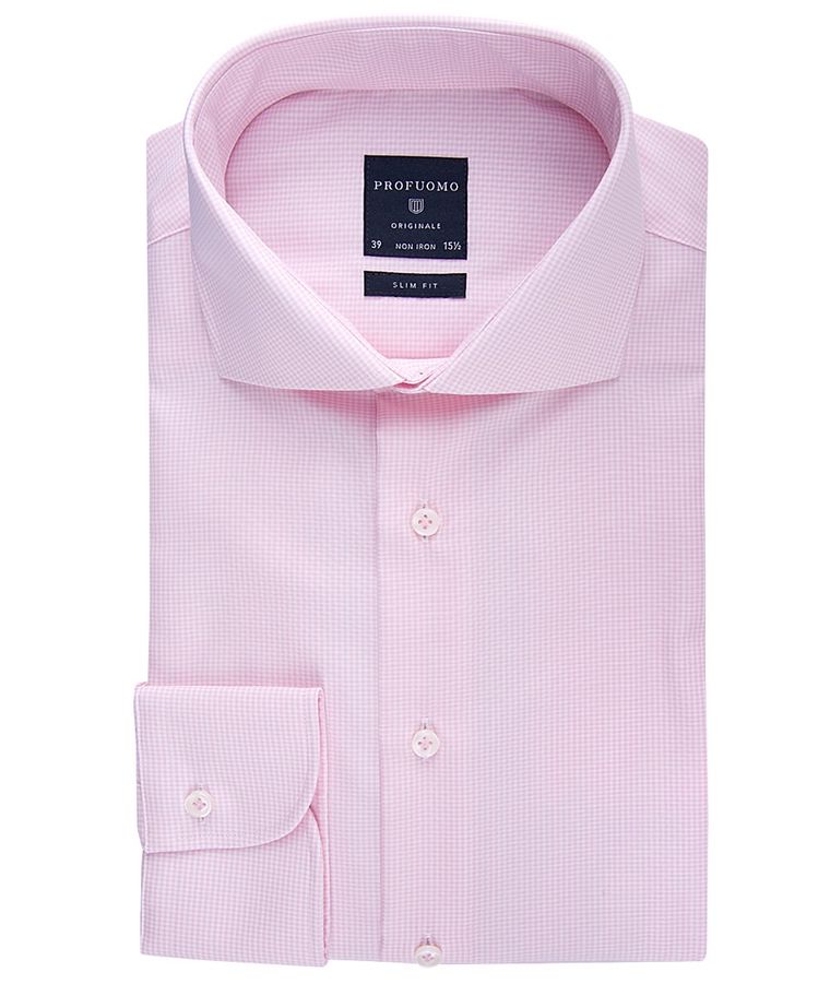 Pink check twill cotton shirt