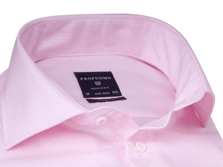Pink check twill cotton shirt