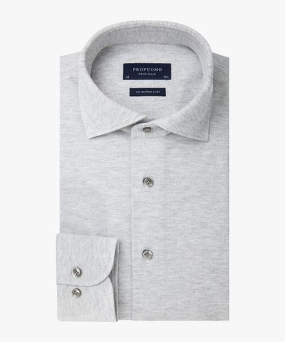 Profuomo Grey pique knitted shirt