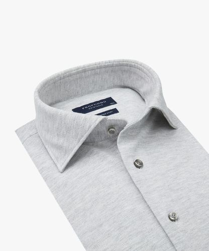 Profuomo Grey pique knitted shirt