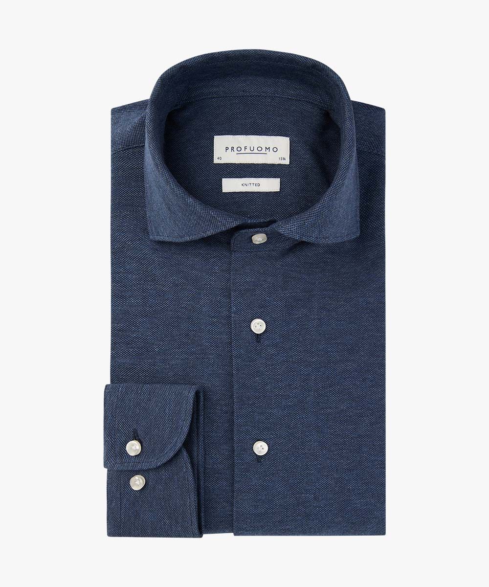 Denim pique knitted shirt Profuomo B.V