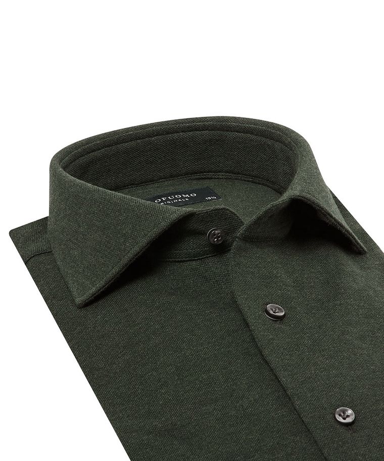 Green mélange knitted shirt