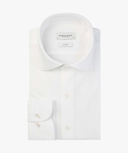 Profuomo White pique knitted shirt