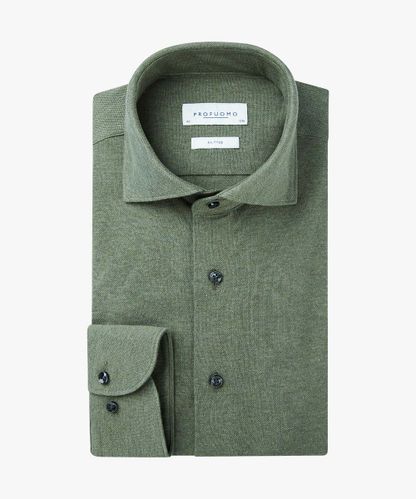 PROFUOMO Army-grünes Piqué-Hemd