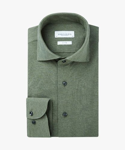 Profuomo Army pique knitted overhemd