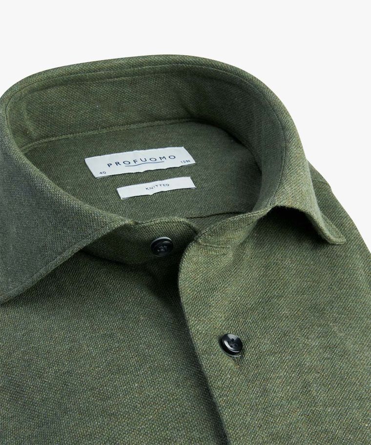 Army mélange knitted overhemd