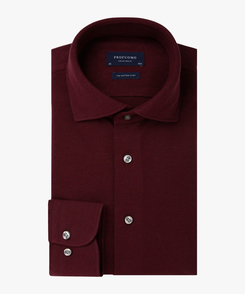 Bordeaux mélange knitted overhemd Profuomo