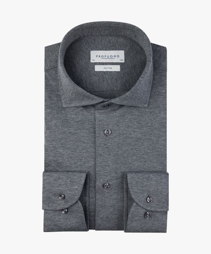 Profuomo Grijs single jersey knitted overhemd