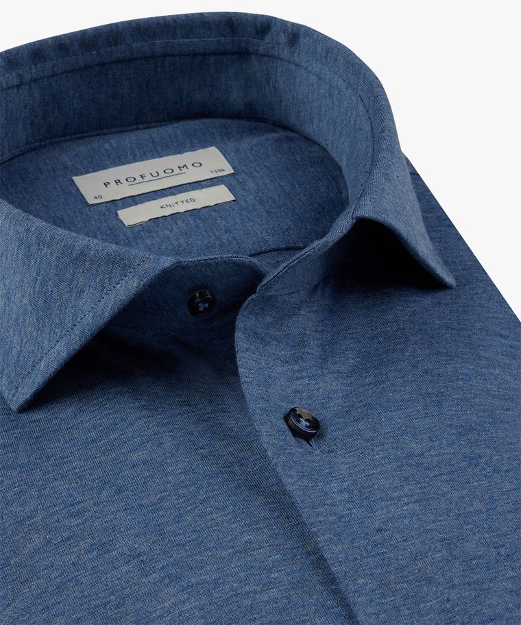 Mid-blue single jersey knitted shirt