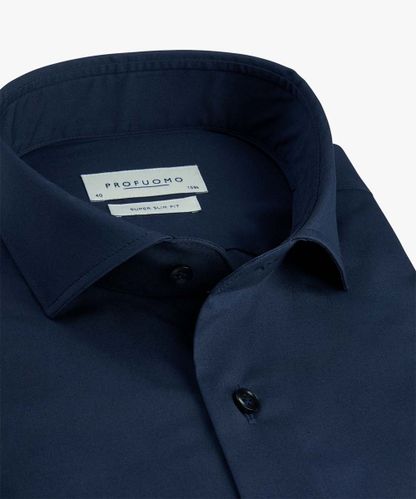 Profuomo Marineblaues Super Slim Fit-Hemd mit Stretch