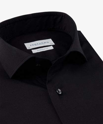 PROFUOMO Black super slim fit stretch shirt