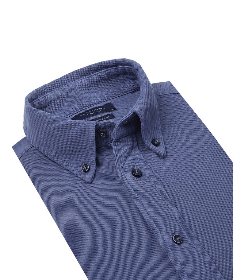 Garment Dye-Hemd in Jeans Blue