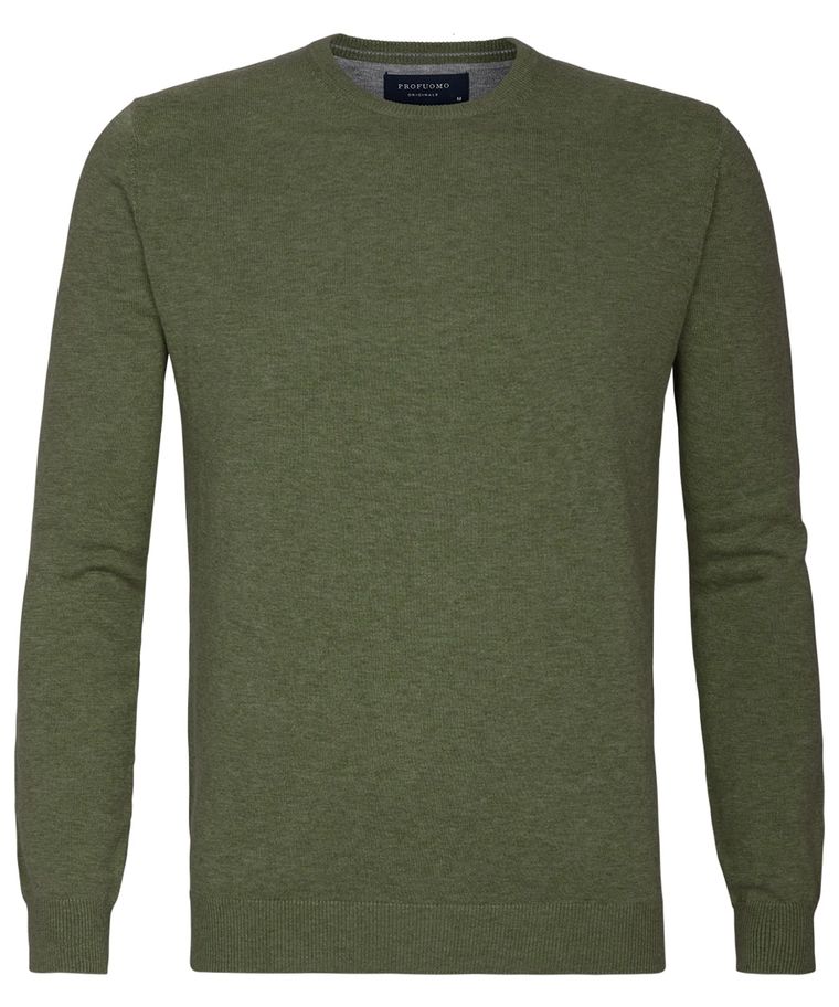 Army green crew-neck pullover