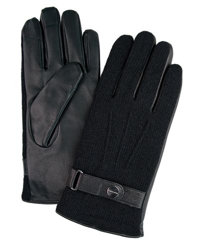 null Black knitted nappa leather gloves