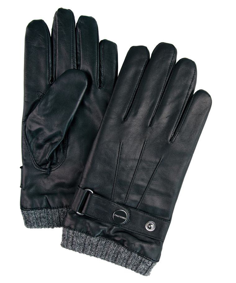 Black leather gloves