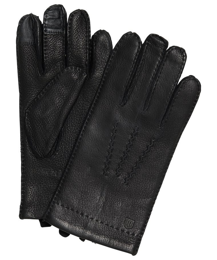 Zwarte hertenleren handschoenen