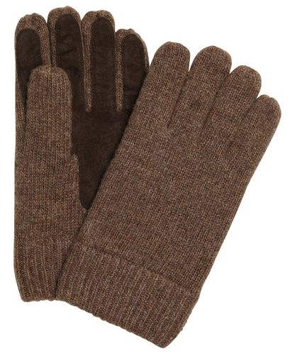 null Brown knitted gloves with suede