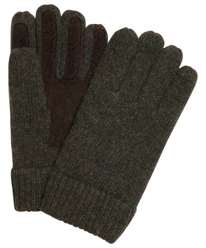 null Green knitted gloves with suede