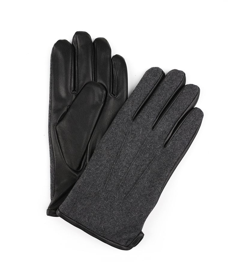 Dark grey wool leather gloves