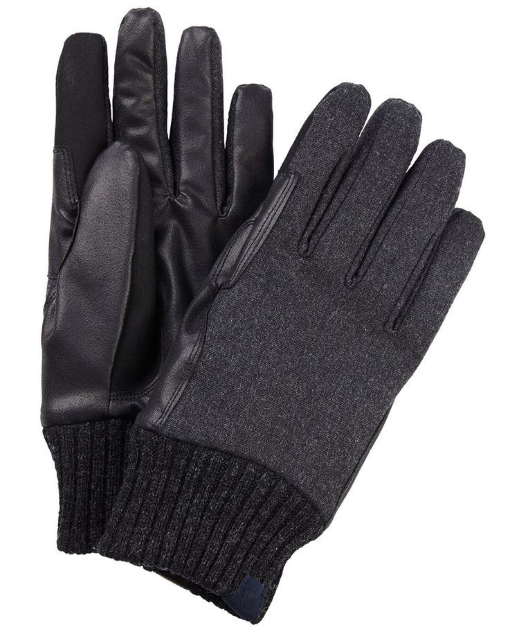 Grey wool leather gloves