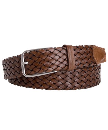 null Brown braided leather belt