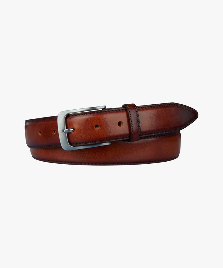 Cognac hand-brushed belt