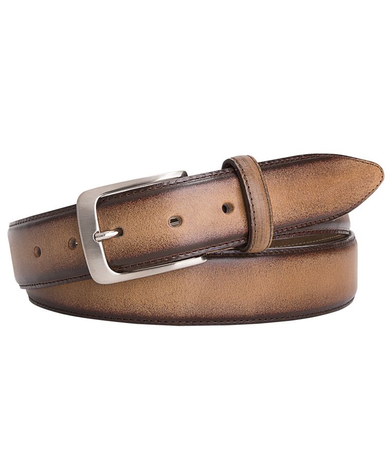 Neutral polished leather belt