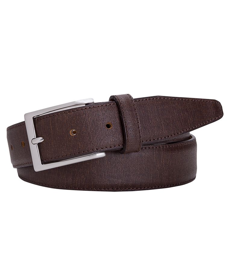 Brown textured leather belt