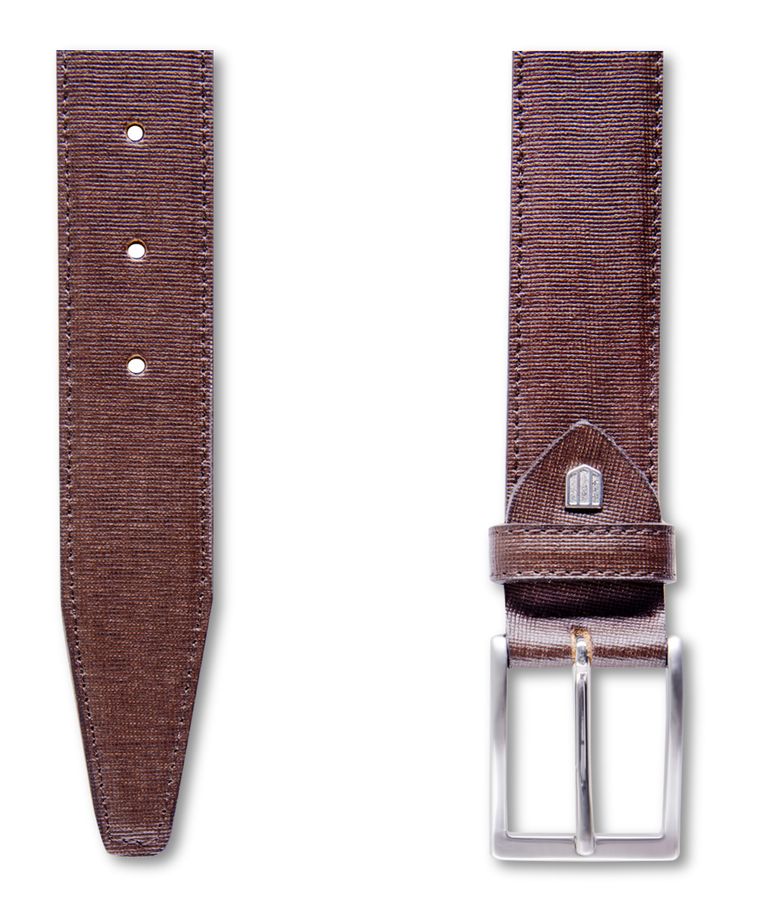Brown textured leather belt