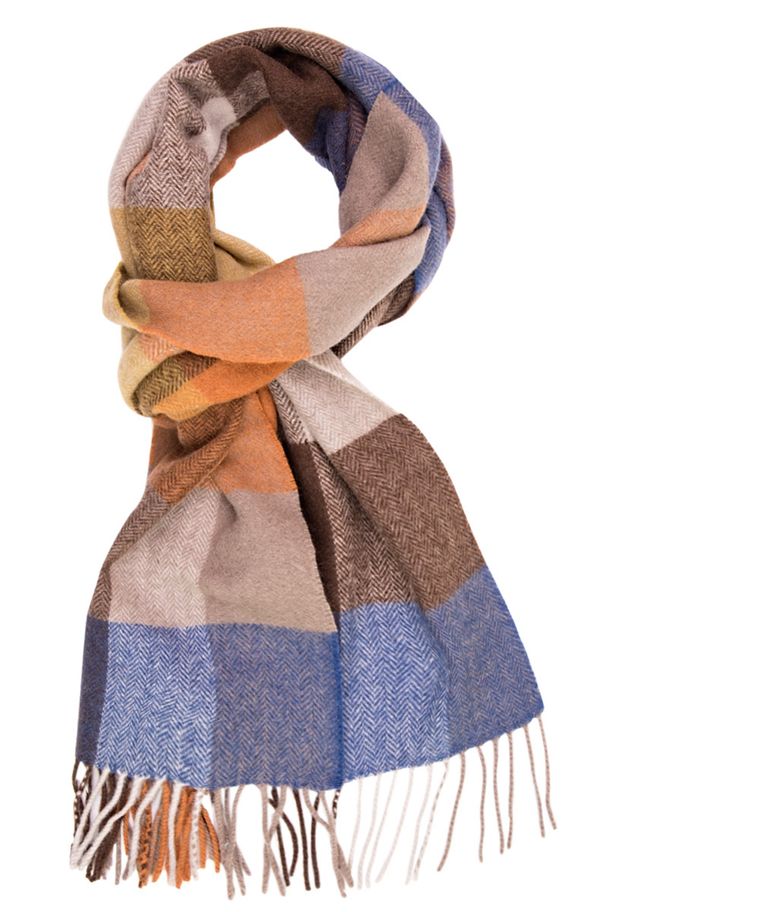 Roest geruite wol-blend shawl