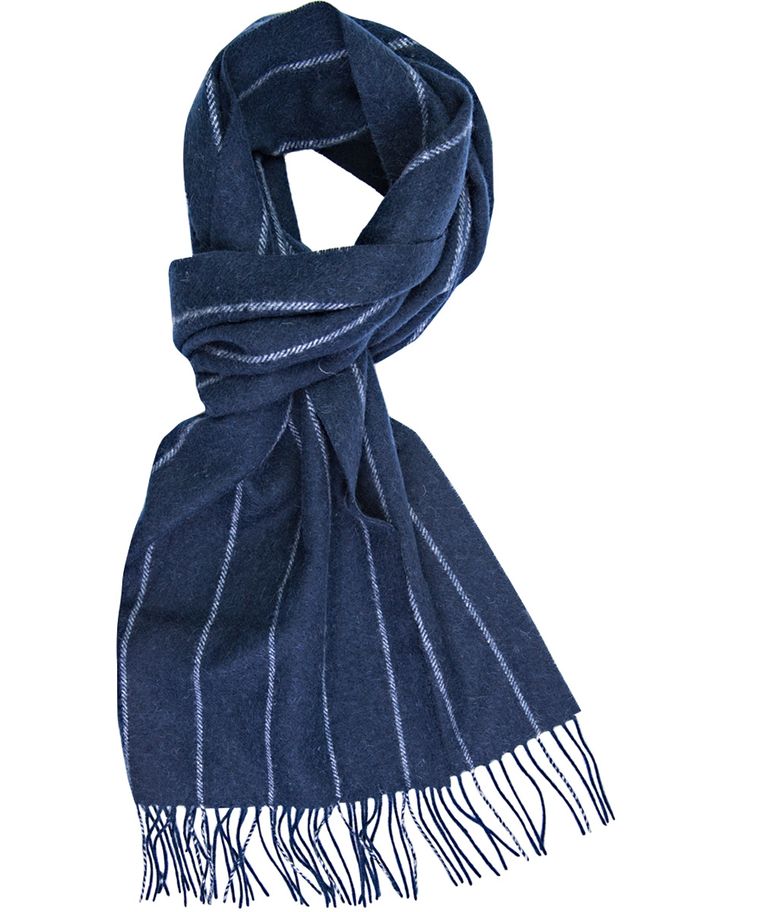 Navy striped wool scarf