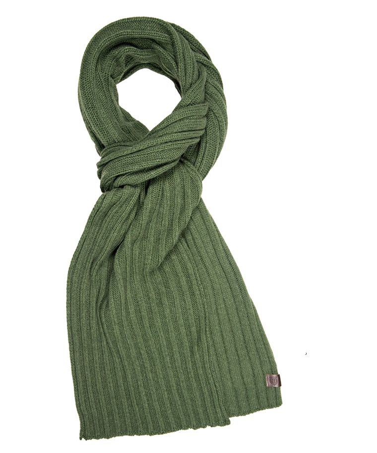 Olive wool-cashmere scarf