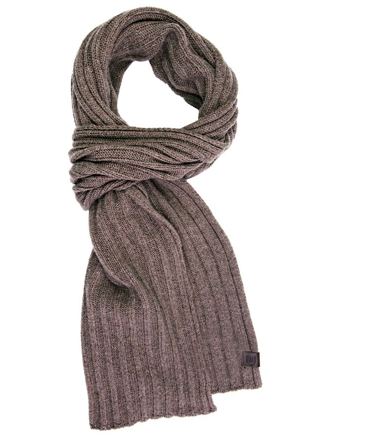Taupe wool-cashmere scarf