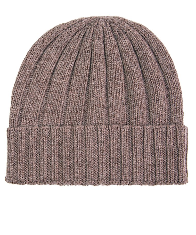 Taupe wool-cashmere beanie