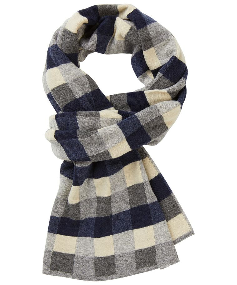 Navy wool-blend scarf