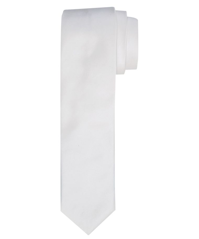 Off-white smalle zijden trouwdas