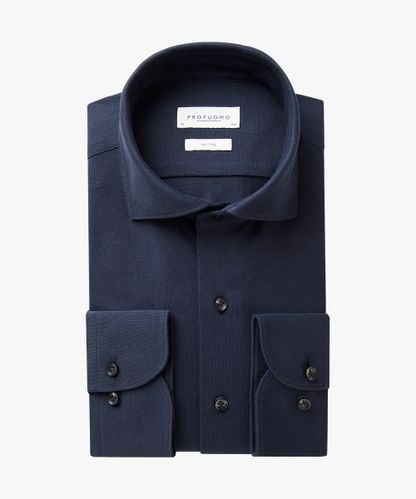 Profuomo Navy pique knitted shirt