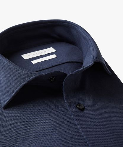Profuomo Navy pique knitted shirt