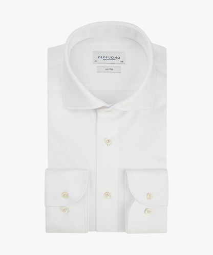 Profuomo Weißes Knitted Shirt, Single Jersey