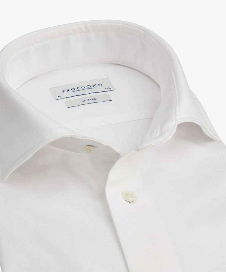 Weißes Knitted Shirt, Single Jersey