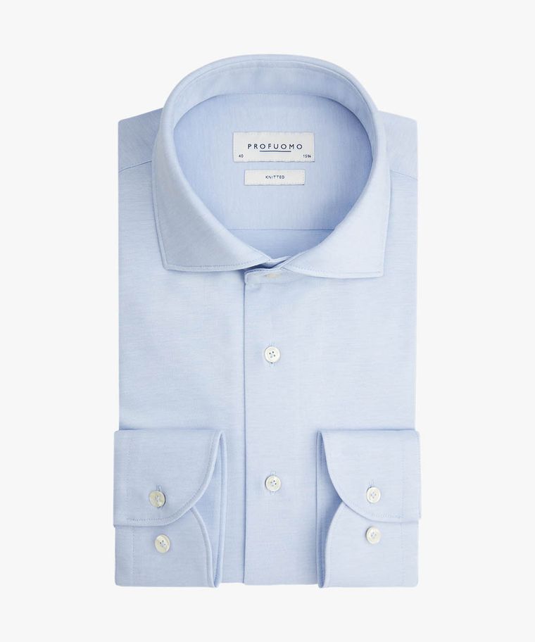 Blaues Piqué-Hemd aus Single Jersey